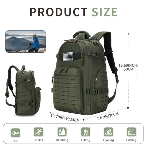 30L Hiking Backpack Lightweight Outdoor Daypack Camping Backpack Outdoor Travel Daypack Day Pack for Man Woman (Army Green) - color: Army Green