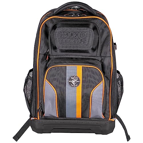 Klein Tools 62805BPTECH 28-Pocket Laptop Backpack Tool Bag, Tradesman Pro Extra-Large Tech Tool Backpack with Molded Bottom, Charging Port