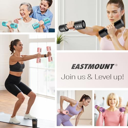 EAST MOUNT Adjustable Dumbbells 5 lb Dumbbells Set of 2 / Pair 10 lb Total Free Weights 6 in 1 Women Hand Weights for Home,Office,Gym Exercise Training 2lb 3lb 4lb 5lb Fast Adjust - color: Pink