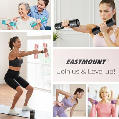 EAST MOUNT Adjustable Dumbbells 5 lb Dumbbells Set of 2 / Pair 10 lb Total Free Weights 6 in 1 Women Hand Weights for Home,Office,Gym Exercise Training 2lb 3lb 4lb 5lb Fast Adjust - color: Pink