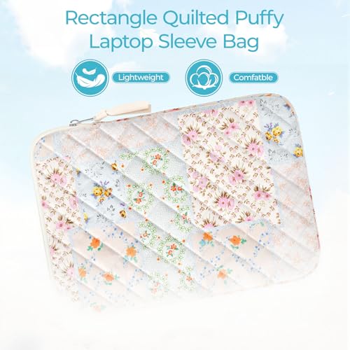 11.6 inch Cotton Quilted Laptop Sleeve for Women, Aesthetic Puffy Laptop Case Carrying Bag Compatible with MacBook Air/Pro 11.6, Soft Computer Liner Bag (Coloful Pin, 11.6 inch) - color: Coloful Pin, size: 11.6 inch
