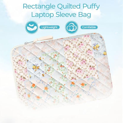 11.6 inch Cotton Quilted Laptop Sleeve for Women, Aesthetic Puffy Laptop Case Carrying Bag Compatible with MacBook Air/Pro 11.6, Soft Computer Liner Bag (Coloful Pin, 11.6 inch) - color: Coloful Pin, size: 11.6 inch