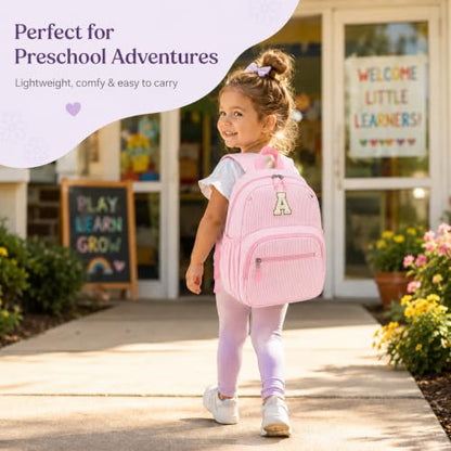 BTOOP Kids Backpack for Girls 3-6, Preschool Kindergarten Backpack with Insulated Lunch Compartment & Chest Strap, Cute Lightweight School Travel Bag Fits A4 Folder - color: Pink Stripes-15'', size: Age 3-6 (14.5" H Fit Folder)