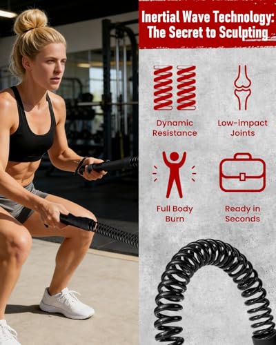 Adjustable Weight Ropeless Cordless Battle Ropes Home Gym Portable Strength Training Combat Work Out Battle Ropes Sticks Resistance Springs Weighted Exercise Fitness Rope Trainer Storage Bag (Black)