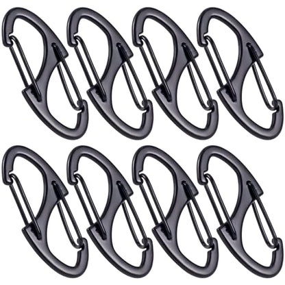 HINZIC 8pcs Zipper Clip Anti Theft Deterrent, Dual Opening Safety Zipper Pull Replacement, S Carabiner Clips for Backpacks Traveling Camping Suitcases- Black - color: 8pcs-Black