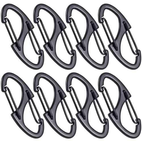 HINZIC 8pcs Zipper Clip Anti Theft Deterrent, Dual Opening Safety Zipper Pull Replacement, S Carabiner Clips for Backpacks Traveling Camping Suitcases- Black - color: 8pcs-Black
