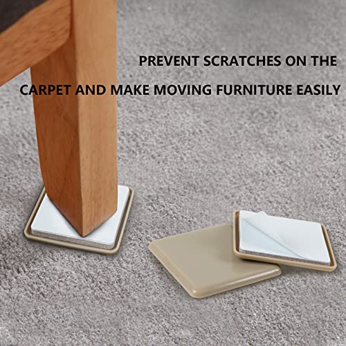 2.5 Inch Self-Stick Furniture Sliders, 16 PCS Square Furniture Sliders for Carpet, Self-Adhesive Chair Sliders, Carpet Sliders - Protect Carpet & Move Furniture Easily. - size: 2 1/2 inch (square)