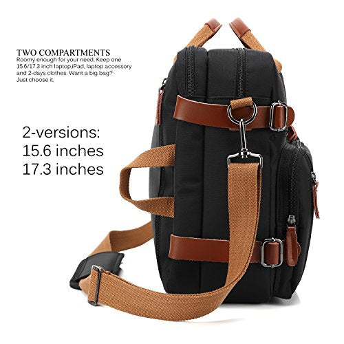 CoolBELL Convertible Backpack Messenger Shoulder Bag Laptop Case Handbag Business Briefcase Multi-Functional Travel Rucksack Fits 15.6 Inch Laptop for Men/Women (Black) - color: Black, size: 15.6 Inches