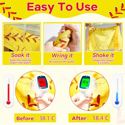 30Pcs Softball Cooling Towels for Neck and Face 40 x 12 Inch Softball Sports Team Gifts Workout Ice Towel for Gym Sweat Microfiber Breathable Chilly Bulk Neck Wraps for Athletes Camping Travel Outdoor - style: Softball