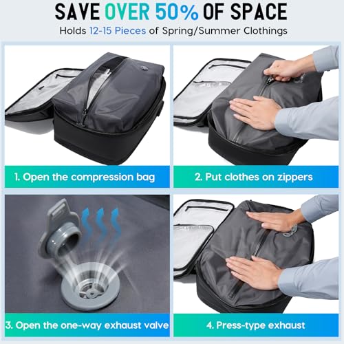 BANGE Travel Backpack with Vacuum Pocket and TSA lock version can hold 15.6 inch Laptop suitable Overnight Flight Approved Anti-theft Bag - color: Black With Air Pump