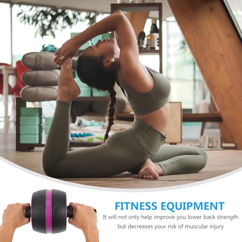 Ab Roller Wheel Exercise Roller for Core Workout with Automatic Rebound, Purple Abdominal Wheel Fitness Equipment for Home Gym Men and Women