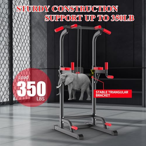 K KINGKANG Pull Ups Dip Station, Power Tower for Home Gym Fitness Exercise - color: Black