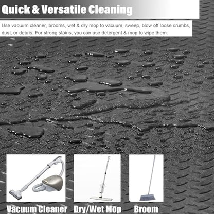 Heavy Duty Diamond-Plate Rubber Flooring Roll 4x10 FT, Multi-Purpose Waterproof Anti-Slip Floor Mat, Easy to Clean Under Equipment, Mats for Garage, Gym, Stable, Basement, Kennel - size: 4 ft x 10 ft x 0.1 in