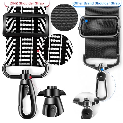 ZINMARK Shoulder Strap 59 inch, Extra-Thick Fixed Cushion Pad and Dual Clasps Universal Replacement Strap for Bags, Camera, Crossbody，Lawn mower -Black White Jacquard - color: Black White Jacquard