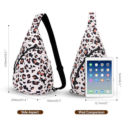 HUA ANGEL Crossbody Sling Bag for Men & Women Lightweight Waterproof Chest Shoulder Bag for Travel Hiking & Everyday Use - color: W-leopard Print