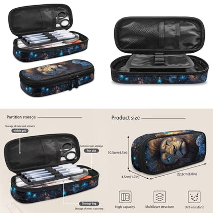 Aesthetic Lion Backpack for Kids Girls Backpack with Lunch Box Water Bottle Carrier and Fabric Pencil Pouch 4Pcs Set 17" Bookbag with Large Front Pocket for School Sturdy Elementary School Bag - color: Aesthetic Lion-2