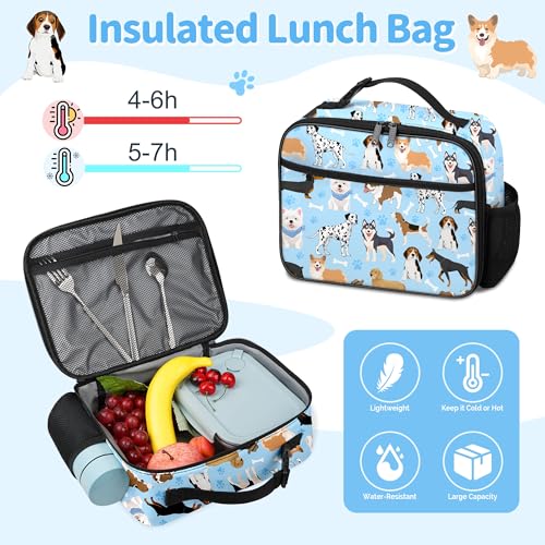 Puppy Backpack for Girls, Girls Backpacks with Lunch Box and Pencil Case for School, Kids Dog Bookbag - color: Dog