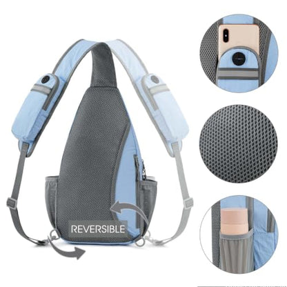 G4Free Sling Bag for Men and Women, RFID Blocking Crossbody Bag, Lightweight Sling Backpack for Travel, Hiking, Walking and Daily Use - color: Light Blue