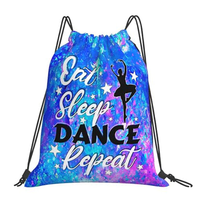 Eat Sleep Dance Repeat Drawstring Backpack Gym String Bag Drawstring Sackpack Sport For Womens Mens - color: Dance