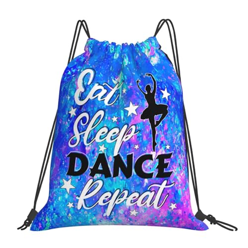 Eat Sleep Dance Repeat Drawstring Backpack Gym String Bag Drawstring Sackpack Sport For Womens Mens - color: Dance