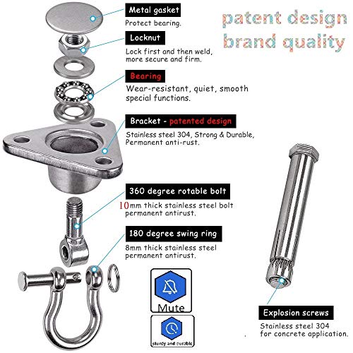 Stainless Steel Hanger with Smooth Swing Bearings, Heavy Duty 180°+360° Swivel Swing Hook, 1500 lb Capacity Playground Yoga Hammock Chair Rope, sandbag Porch Swing Bag Sleeve - size: style 1