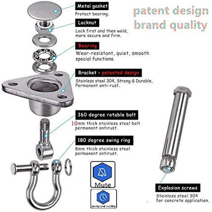 Stainless Steel Hanger with Smooth Swing Bearings, Heavy Duty 180°+360° Swivel Swing Hook, 1500 lb Capacity Playground Yoga Hammock Chair Rope, sandbag Porch Swing Bag Sleeve - size: style 1