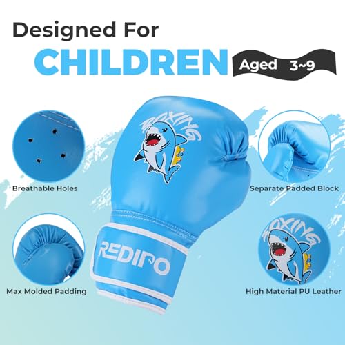 Kids Boxing Gloves, Youth Boxing Training Gloves for Kids 3-9 Year Boys and Girls, 4&6OZ Fighting Gloves, Punching Bag Kickboxing Thai Mitts MMA Training Sparring Gloves - color: Blue, size: 4OZ