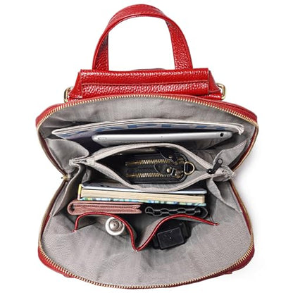 zency 100% Genuine Leather Knapsack Ladies Alligator Pattern Women Backpack For Work Laptop (Dark Red) - color: Dark Red