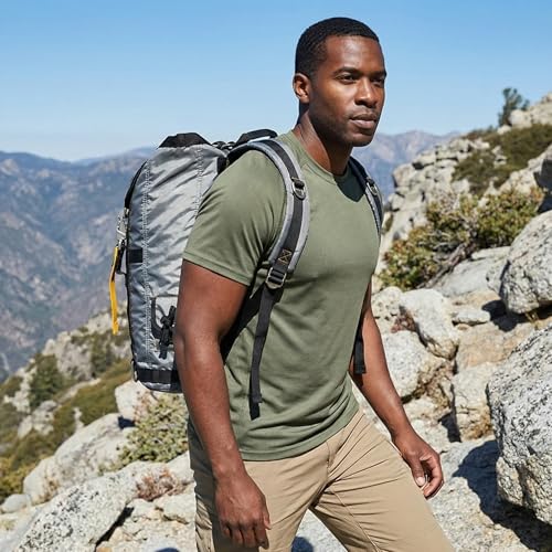 Military Tactical Backpack Parachute Buckles Hook Nylon Rucksacks Flight Backpacks Day Pack for Outdoor,Hiking,Camping (Grey) - color: Grey