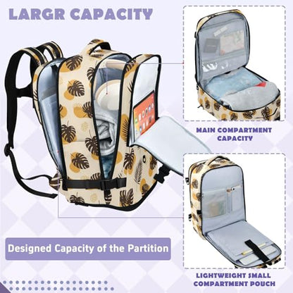 Travel Backpack with Shoe Compartment, 20L Large Capacity Laptop Backpack for Men Women, Tropical Leaves Daypack for Traveling Hiking Carry On