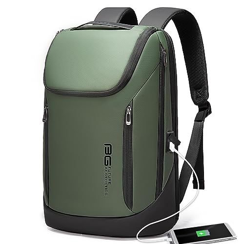 BANGE Business Smart Backpack Waterproof fit 15.6 Inch Laptop Backpack with USB Charging Port,Travel Durable Backpack - color: Green