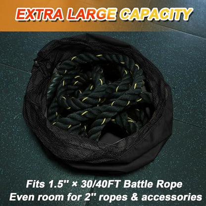 J Bryant Extra Large Battle Rope Storage Bag – Heavy-Duty Carry Sack for Training Ropes, Jump Ropes & Gym Accessories - color: Black