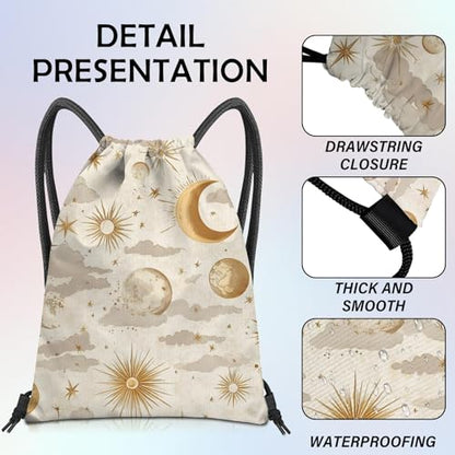 Drawstring Backpack Draw String Bag Sports Gym Bags Waterproof Cute Aesthetic Sackpack for Women(13"×17")-White Sun - color: Z47-white Sun