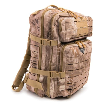 Large Laser-cut MOLLE Backpack with Pistol Retention System, Desert Python, Modular and Lightweight Design for EDC, Range, or Tactical Use - color: Desrt Python