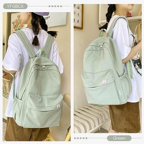 YFGBCX Cute Aesthetic Backpack for Women Solid Color Backpacks Lightweight Classic Backpack for Women Laptop Backpacks - color: Green
