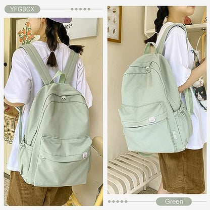 YFGBCX Cute Aesthetic Backpack for Women Solid Color Backpacks Lightweight Classic Backpack for Women Laptop Backpacks - color: Green