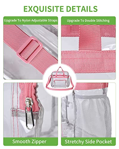 MAY TREE Clear Vinyl Tote Bag, Pink, 12 x 6 x 12 in - color: Pink