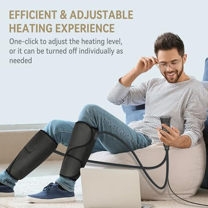 FIT KING Air Compression Leg Massager with Heat - Great Gift for Wife Mom Dad