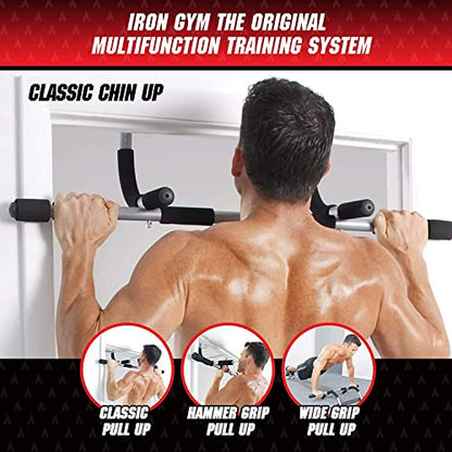 Iron Gym Pull-Up Bar - Total Upper Body Workout Bar for Doorway, Adjustable Width Locking, No Screws Portable Door Frame Horizontal Chin-up Bar, Fitness Exercise - style: Iron Gym Total Upper Body Workout Bar