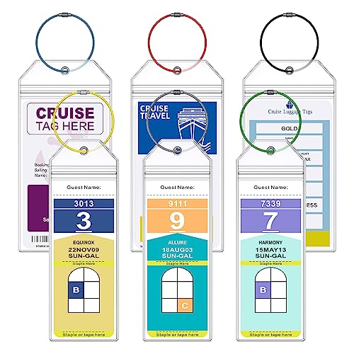 6 Pack Clear Cruise Luggage Tags for Royal Caribbean and Celebrity, Carnival, MSC, Costa, NCL & Princess Cruise Ships, Must-Have Cruise Travel Essentials for 2026-2027 - style: Royal Caribbean+Carnival