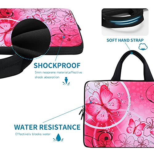 icolor 14 15 15.4 15.6 inch Laptop Handle bag Computer Protect Case Pouch Holder Notebook Sleeve Neoprene Cover Soft Carring Travel Case for Dell Lenovo Toshiba HP Chromebook ASUS Acer Pink ICB-10 - color: Pink Butterfly