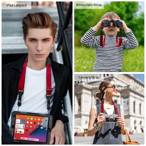 FIEIL Universal Shoulder Strap, Neoprene Padded Bag Strap with Double Adjustable Buckles, Comfortable Neck Lanyard for Camera, Cellphone Tablet,iPad, Laptop, Binocular, Luggage Bag(Red) - color: Red