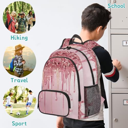 (No Glitter Laptop Backpack for Women Men, 18.3 Inch Travel Work Backpacks, Pink Waterproof Computer Casual Daypack Nurse Teacher Bags - color: Multicolor 8