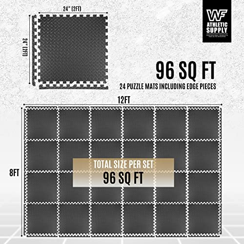 WF Athletic Supply Interlocking Exercise Foam Mats, 3/4-Inch Thickness Gym Flooring Tiles, Extra Thick Eva Foam Fitness Equipment Mat & Home Protective Flooring Cushion
