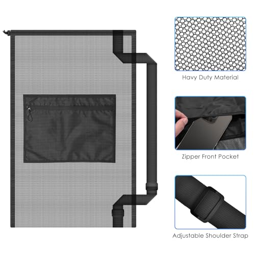 BROTOU Drawstring Backpack Gym String Bag with Pocket for Men Women Heavy Duty Mesh Bag Sport Equipment Bag for Swimming Yoga Beach Laundry - color: Black