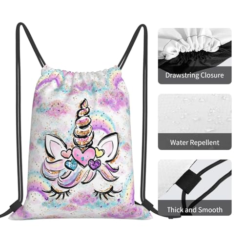 Unicorn Drawstring Backpack Gym String Bag Drawstring Sackpack Sport For Womens Mens - style: Unicorn Horn Drawstring Backpack Gym String Bag