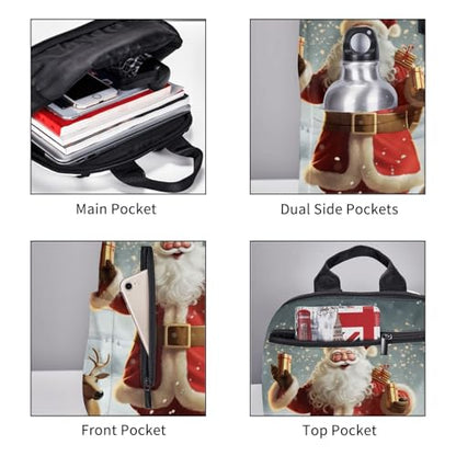 Travel Backpack for Women Men Christmas Santa Claus Daypack 15 inch Lightweight Computer Bag Casual Back Pack - color: Christmas Santa Claus
