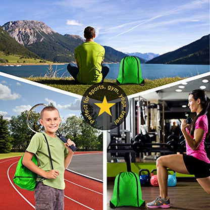 KUUQA 12 Pcs Drawstring Backpack Bags String Backpack Bulk Sport Gym Sack Bags for Traveling and Storage (Dark Green) - color: Dark Green