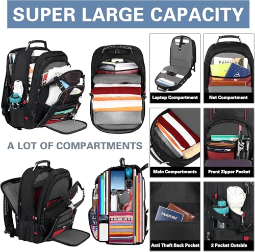 SINVICKO 18.4 Laptop Backpack for Men, Extra Large Gaming Backbag, TSA Friendly Big Capacity Heavy Duty Travel Computer Bag RFID Anti-theft Pocket Backbag,21.2 * 15.5 * 11.5inch Red - color: Rfid 18.4 Inch Red