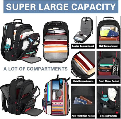 SINVICKO 18.4 Laptop Backpack for Men, Extra Large Gaming Backbag, TSA Friendly Big Capacity Heavy Duty Travel Computer Bag RFID Anti-theft Pocket Backbag,21.2 * 15.5 * 11.5inch Red - color: Rfid 18.4 Inch Red